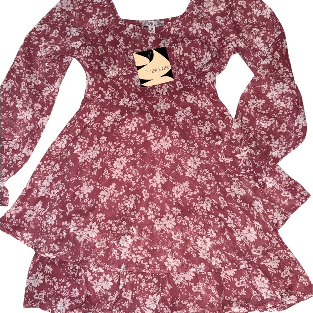 Inspired Hearts Red Ruffled Tiered Sundress with Bishop Sleeves